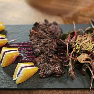 Gold and Red Beets with steak