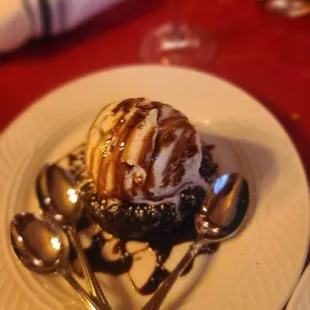 Chocolate cake with ice cream ala mode