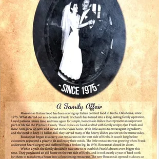 Front page of menu
