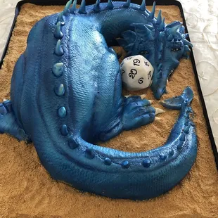 a blue dragon cake
