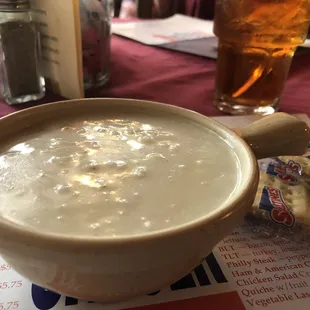 Chicken and rice soup.