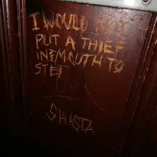 Some writing on the walls.