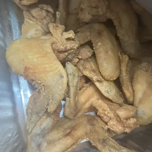 a close up of fried chicken