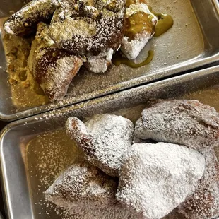 Rose buds original beignets, and Matcha and pistachio beignets