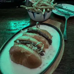 The Really Cheesy Burger! Very unique presentation, and great flavors!