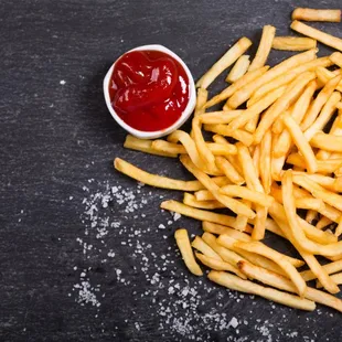 french fries and ketchup