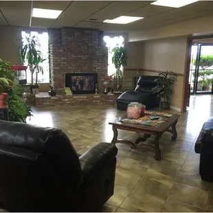 In our lobby we have a TV as well as couches for you to relax while you wait for your vehicle or estimate.