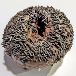 12/24/22 Chocolate Cake Donut with Chocolate Frosting and Chocolate Sprinkles