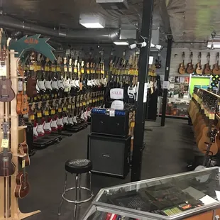 Large ukulele and guitar selection