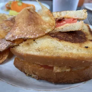 Pimento cheese sandwich with tomato and bacon