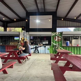 Patio and drinks. Lots of seating.