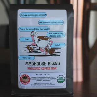 a bag of ground coffee