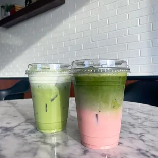 two drinks on a table