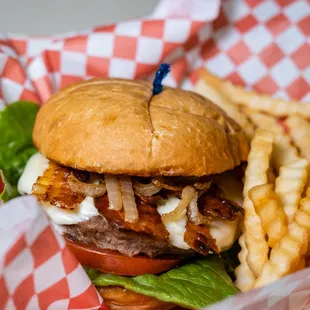 a burger and french fries