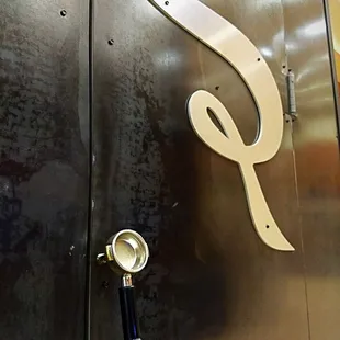 a close up of a door