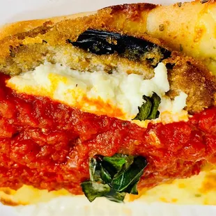 Grandma's Eggplant Pizza Slice with ricotta