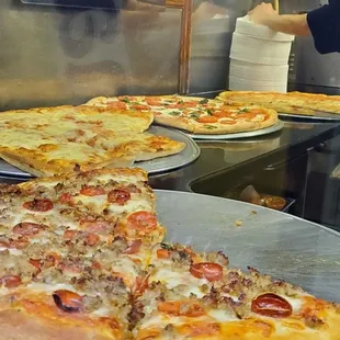 a pizza being prepared