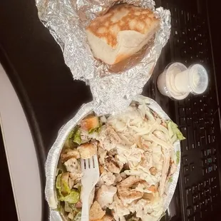 Grilled chicken Caesar salad.