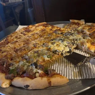 1/2 combo and 1/2 pepperoni