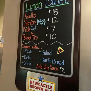 Buffet menu