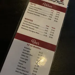 Bev menu