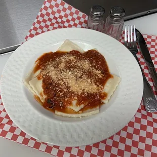 Meat and cheese fresh ravioli