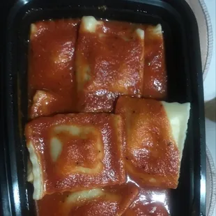 Meat and cheese ravioli