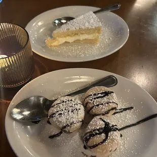 Zepolle and lemon cake