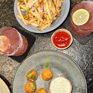 Garlic Fries, Cod Croquettes, Margaritas