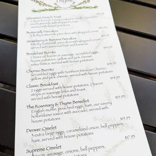 the menu