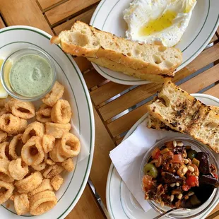 Calamari, Eggplant Caponata, Ricotta