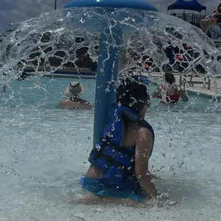 Beach entry pool for littles and then steps to enter deeper area.