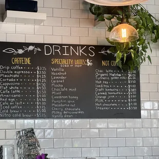 Drink menu October 2023