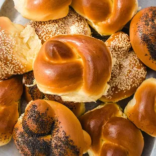 a variety of bread rolls