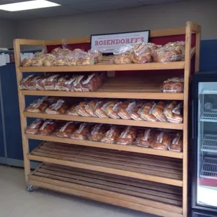 a display of bread and pastries
