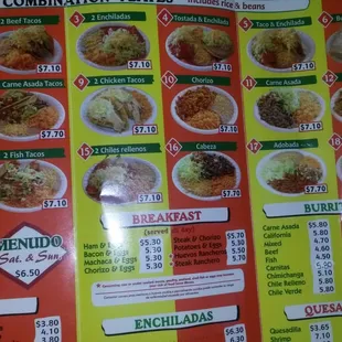 a menu for a mexican restaurant