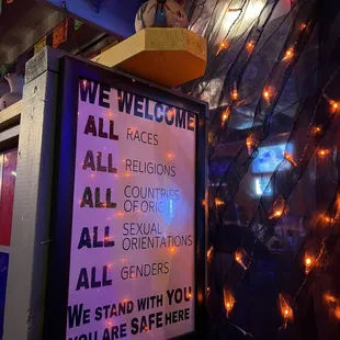 All are welcome sign