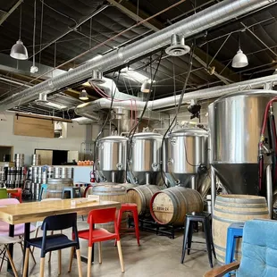 the interior of a brewery