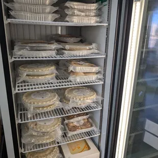 Pies, cinnamon rolls, sticky buns, ice cream cake