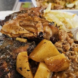 a meal in a styrofoam container