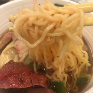 Firm skinny noodles and lots of char siu!