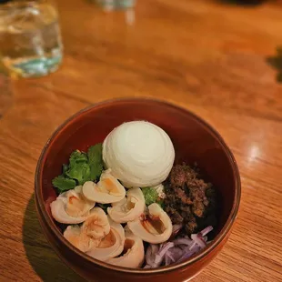 Pork and lychee salad. But subbed in impossible sausage