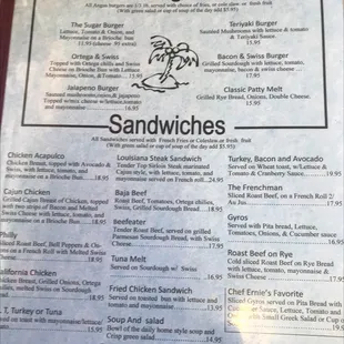 Lunch menu