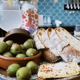 Olives + Bread and salt butter