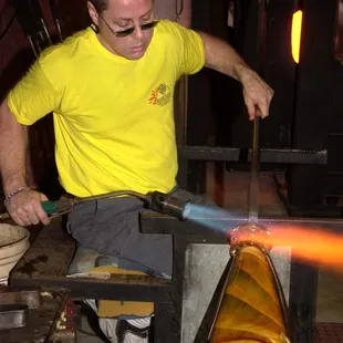 Mark Rosenbaum creating a one-of-a-kind vase.