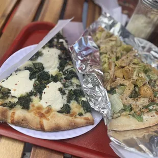 Spinach and ricotta slice &amp; Cesar salad slice