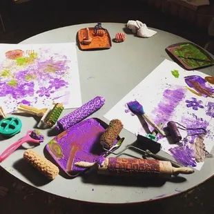 Sometimes you just need to try every utensil and roller. This is what art looks like at RCP!