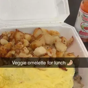 Veggie omelette. The potatoes are out of this world