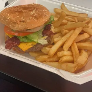 Bacon Cheeseburger medium well. Cooked perfectly