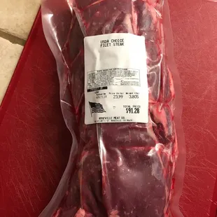 Center cut beef tenderloin